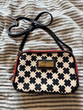 Spartina 449 Black, Cream & Red Trim Crossbody Bag